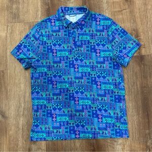 J. Crew Mens XL Shirt Performance Polo Coolmax Oarsman Paisley Shoet Sleeve